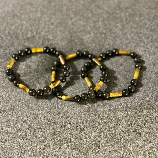 Black Obsidian and Tiger Eye Bracelets