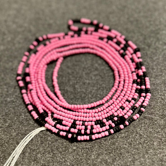 Pink and Black waistbeads