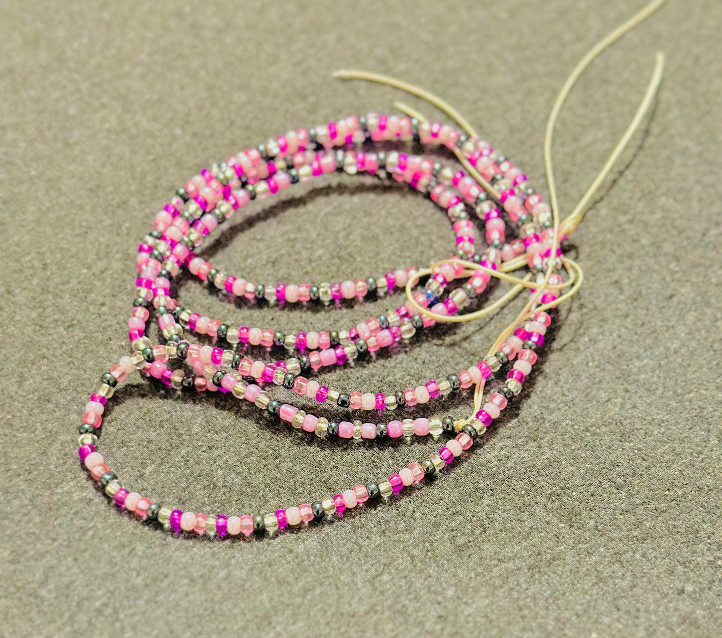 Pink, Grey and Silver Waistbeads