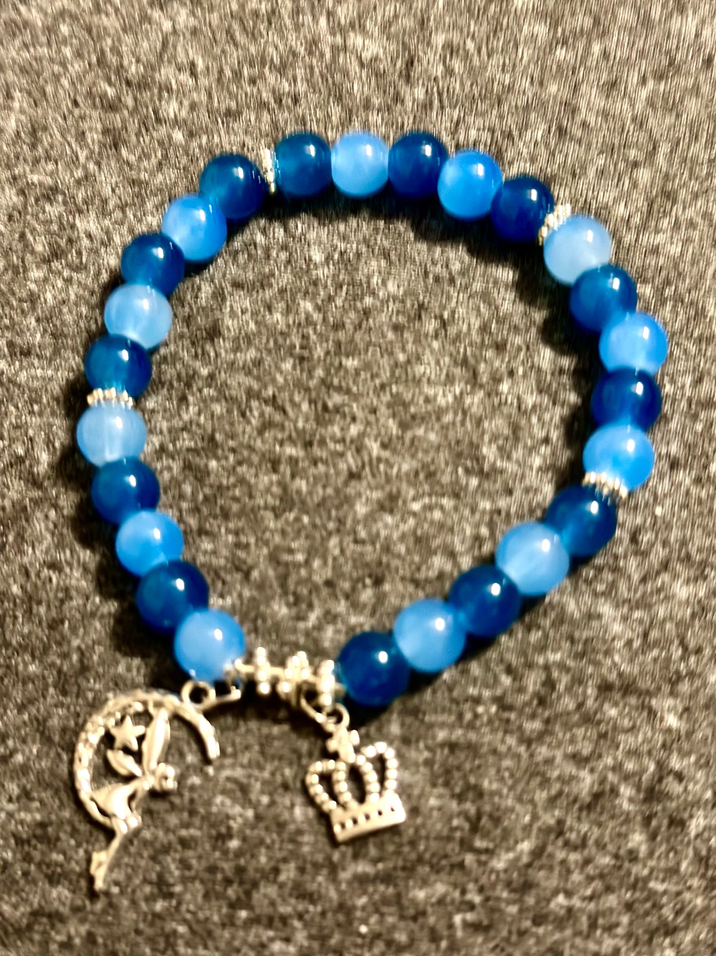 Blue charm stack bracelet